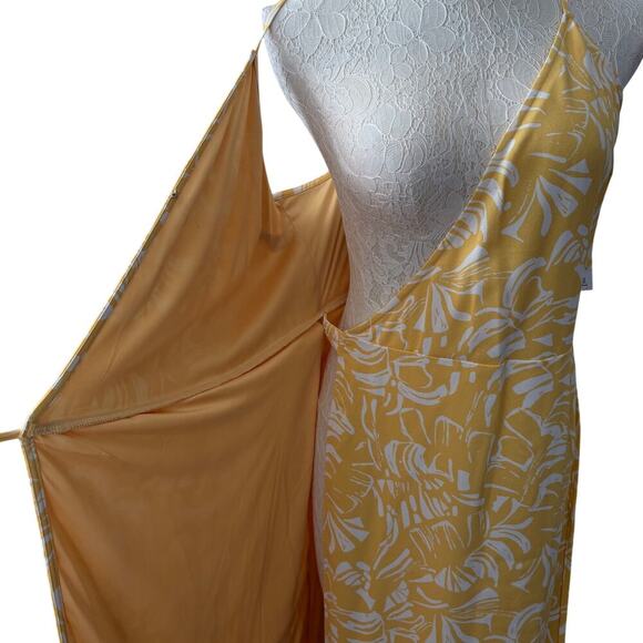 Nine West butter yellow wrap midi dress M adjustable strap resort sundress NWT - Picture 9 of 12